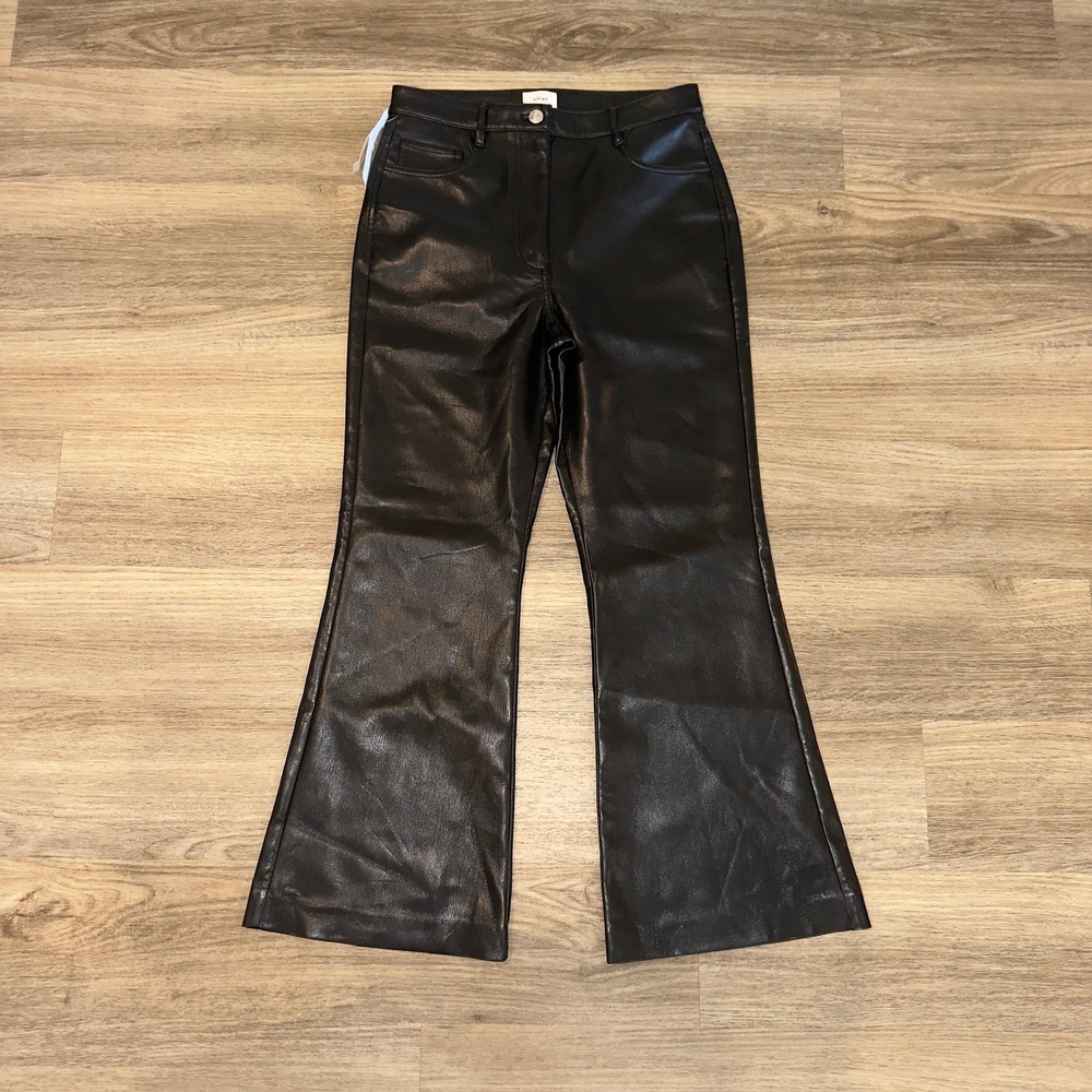Wilfred Aritzia Melina Kick Flare Vegan Leather Pants Black Noir Size 6 101466